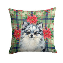 Load image into Gallery viewer, Blue Merle Pomeranian Christmas PoinsettIas Throw Pillow