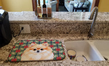 Load image into Gallery viewer, Pomeranian Christmas PoinsettIas Dish Drying Mat