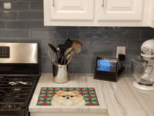 Load image into Gallery viewer, Pomeranian Christmas PoinsettIas Glass Cutting Board
