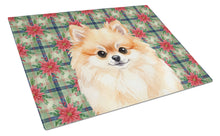 Load image into Gallery viewer, Pomeranian Christmas PoinsettIas Glass Cutting Board