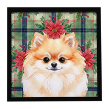 Load image into Gallery viewer, Pomeranian Christmas PoinsettIas Framed Metal Print