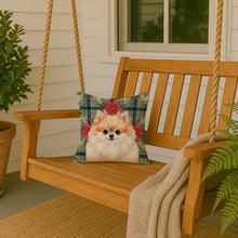 Load image into Gallery viewer, Pomeranian Christmas PoinsettIas Throw Pillow