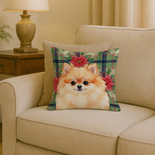 Load image into Gallery viewer, Pomeranian Christmas PoinsettIas Throw Pillow