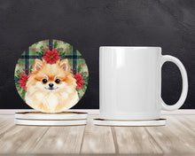 Load image into Gallery viewer, Pomeranian Christmas PoinsettIas Large Sandstone Coasters Pack of 4