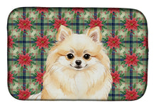 Load image into Gallery viewer, Cream Pomeranian Christmas PoinsettIas Dish Drying Mat