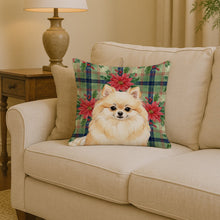 Load image into Gallery viewer, Cream Pomeranian Christmas PoinsettIas Throw Pillow