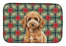 Load image into Gallery viewer, Miniature Apricot Poodle Christmas PoinsettIas Dish Drying Mat