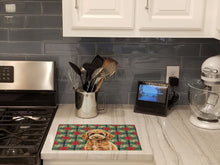 Load image into Gallery viewer, Miniature Apricot Poodle Christmas PoinsettIas Glass Cutting Board