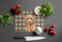 Load image into Gallery viewer, Miniature Apricot Poodle Christmas PoinsettIas Glass Cutting Board