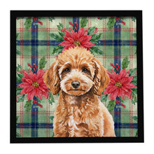Load image into Gallery viewer, Miniature Apricot Poodle Christmas PoinsettIas Framed Metal Print