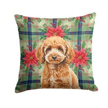Load image into Gallery viewer, Miniature Apricot Poodle Christmas PoinsettIas Throw Pillow