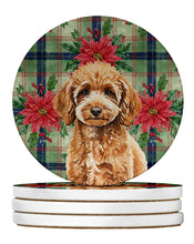 Load image into Gallery viewer, Miniature Apricot Poodle Christmas PoinsettIas Large Sandstone Coasters Pack of 4