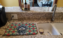 Load image into Gallery viewer, Miniature Black Poodle Christmas PoinsettIas Dish Drying Mat