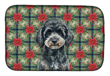 Load image into Gallery viewer, Miniature Black Poodle Christmas PoinsettIas Dish Drying Mat