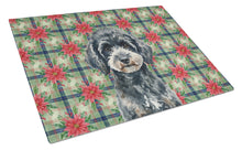 Load image into Gallery viewer, Miniature Black Poodle Christmas PoinsettIas Glass Cutting Board