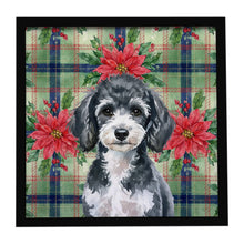 Load image into Gallery viewer, Miniature Parti Poodle Christmas PoinsettIas Framed Metal Print