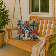 Load image into Gallery viewer, Miniature Parti Poodle Christmas PoinsettIas Throw Pillow