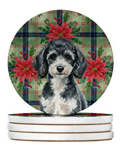 Load image into Gallery viewer, Miniature Parti Poodle Christmas PoinsettIas Large Sandstone Coasters Pack of 4