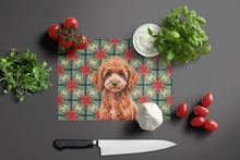 Load image into Gallery viewer, Miniature Red Poodle Christmas PoinsettIas Glass Cutting Board