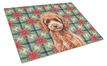 Load image into Gallery viewer, Miniature Red Poodle Christmas PoinsettIas Glass Cutting Board