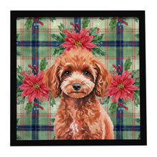 Load image into Gallery viewer, Miniature Red Poodle Christmas PoinsettIas Framed Metal Print