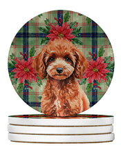 Load image into Gallery viewer, Miniature Red Poodle Christmas PoinsettIas Large Sandstone Coasters Pack of 4
