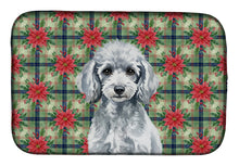 Load image into Gallery viewer, Miniature Silver Poodle Christmas PoinsettIas Dish Drying Mat
