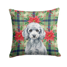 Load image into Gallery viewer, Miniature Silver Poodle Christmas PoinsettIas Throw Pillow