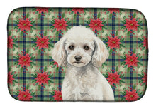 Load image into Gallery viewer, Miniature White Poodle Christmas PoinsettIas Dish Drying Mat