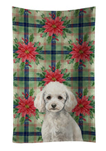 Load image into Gallery viewer, Miniature White Poodle Christmas PoinsettIas Kitchen Towel