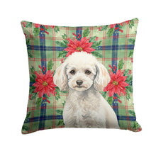 Load image into Gallery viewer, Miniature White Poodle Christmas PoinsettIas Throw Pillow
