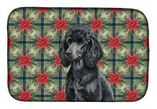 Load image into Gallery viewer, Standard Black Poodle Christmas PoinsettIas Dish Drying Mat