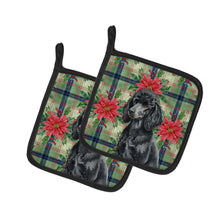 Load image into Gallery viewer, Standard Black Poodle Christmas PoinsettIas Pair of Pot Holders