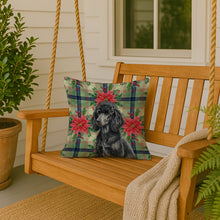 Load image into Gallery viewer, Standard Black Poodle Christmas PoinsettIas Throw Pillow