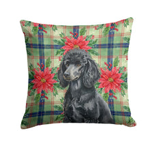 Load image into Gallery viewer, Standard Black Poodle Christmas PoinsettIas Throw Pillow