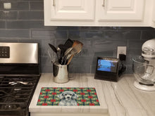 Load image into Gallery viewer, Standard Silver Poodle Christmas PoinsettIas Glass Cutting Board