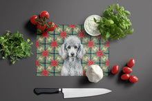 Load image into Gallery viewer, Standard Silver Poodle Christmas PoinsettIas Glass Cutting Board
