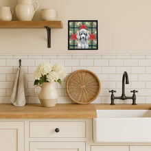 Load image into Gallery viewer, Standard Silver Poodle Christmas PoinsettIas Framed Metal Print
