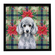 Load image into Gallery viewer, Standard Silver Poodle Christmas PoinsettIas Framed Metal Print