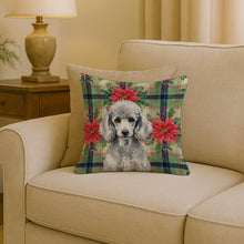 Load image into Gallery viewer, Standard Silver Poodle Christmas PoinsettIas Throw Pillow