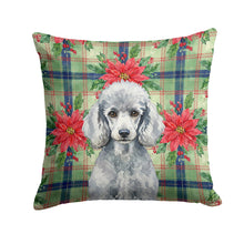 Load image into Gallery viewer, Standard Silver Poodle Christmas PoinsettIas Throw Pillow