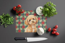 Load image into Gallery viewer, Toy Apricot Poodle Christmas PoinsettIas Glass Cutting Board