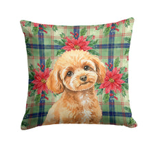Load image into Gallery viewer, Toy Apricot Poodle Christmas PoinsettIas Throw Pillow
