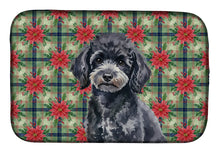 Load image into Gallery viewer, Toy Black Poodle Christmas PoinsettIas Dish Drying Mat