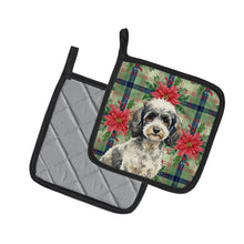 Load image into Gallery viewer, Toy Parti Poodle Christmas PoinsettIas Pair of Pot Holders