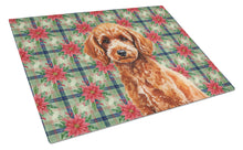 Load image into Gallery viewer, Toy Red Poodle Christmas PoinsettIas Glass Cutting Board