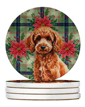 Load image into Gallery viewer, Toy Red Poodle Christmas PoinsettIas Large Sandstone Coasters Pack of 4