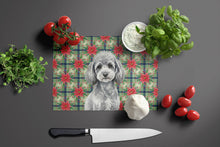 Load image into Gallery viewer, Toy Silver Poodle Christmas PoinsettIas Glass Cutting Board