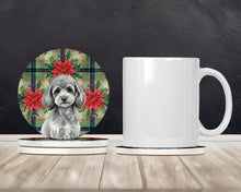 Load image into Gallery viewer, Toy Silver Poodle Christmas PoinsettIas Large Sandstone Coasters Pack of 4
