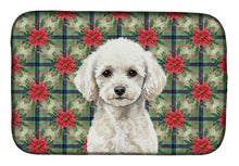 Load image into Gallery viewer, Toy White Poodle Christmas PoinsettIas Dish Drying Mat